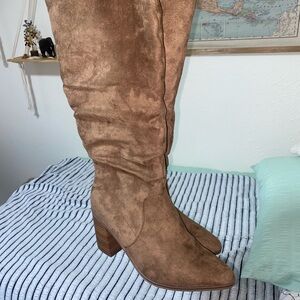 Suede Tan Knee-High Boots